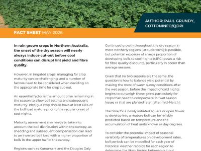 Managing for crop maturity in Northern Australia fact sheet